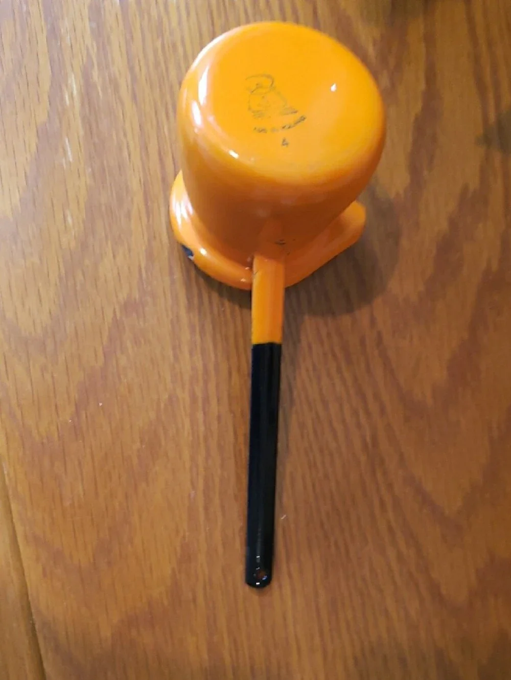 Vtg Bright Orange Enameled Fondue/ Melted Butter Pourer